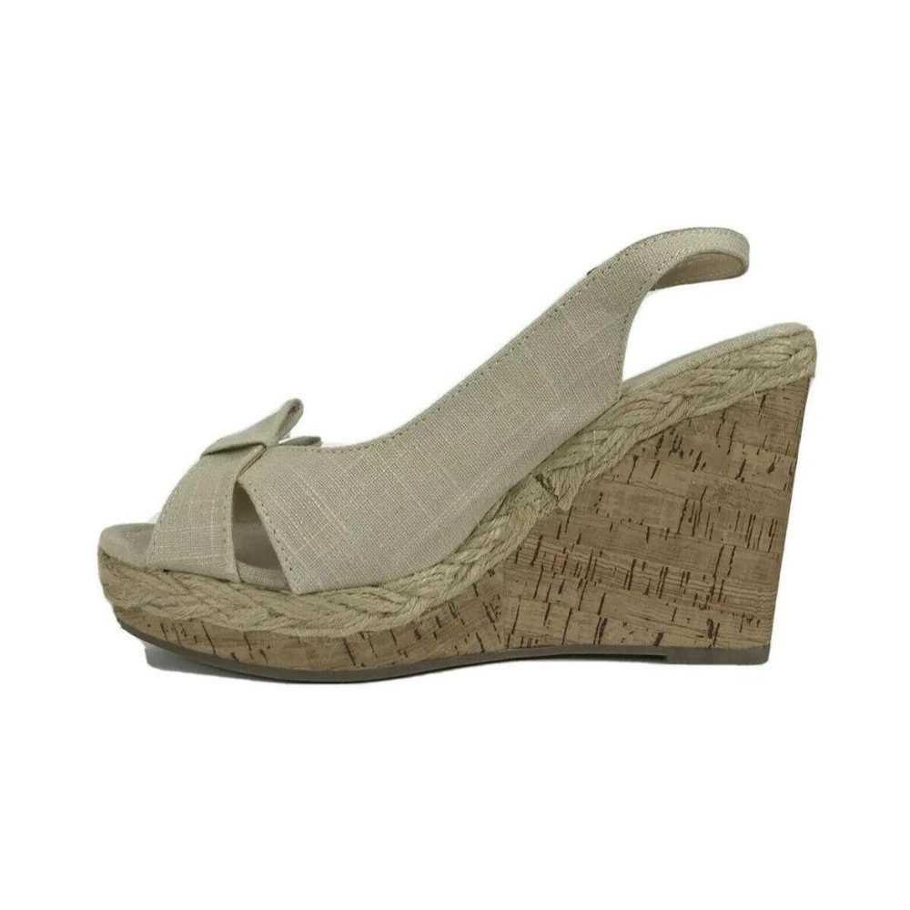 Madden Girl Womens Platform Bow Cork Wedge Jute Rope Heel Sandals Shoes Size 10